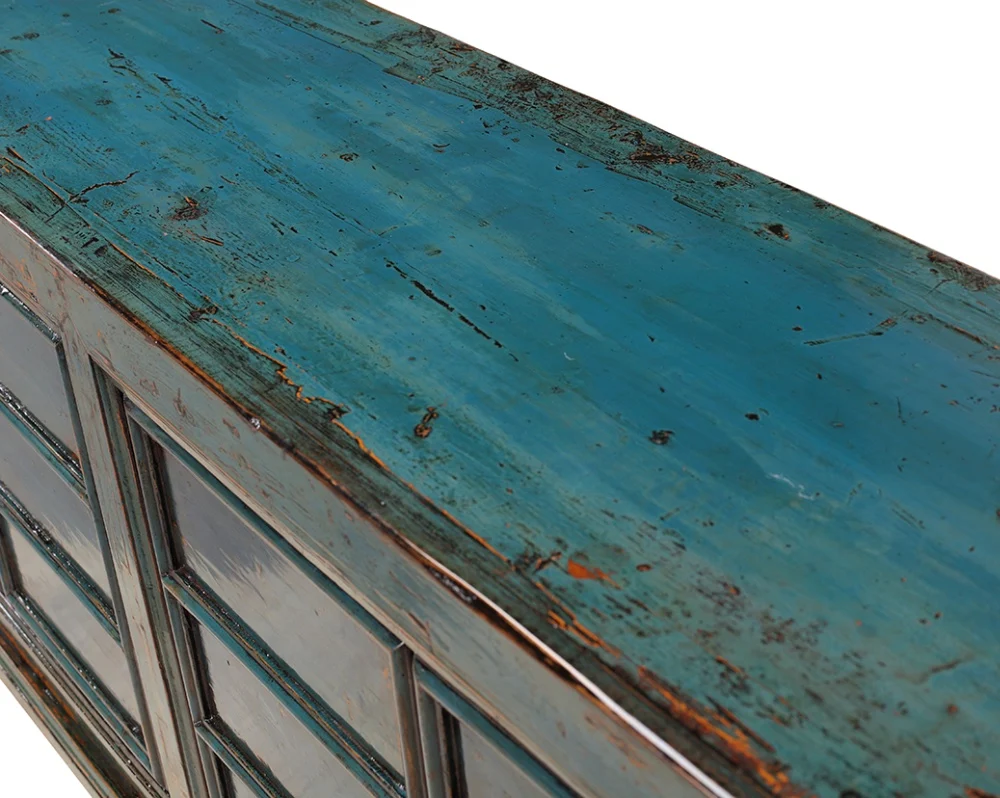 绿松石漆手恢复回收木餐具柜