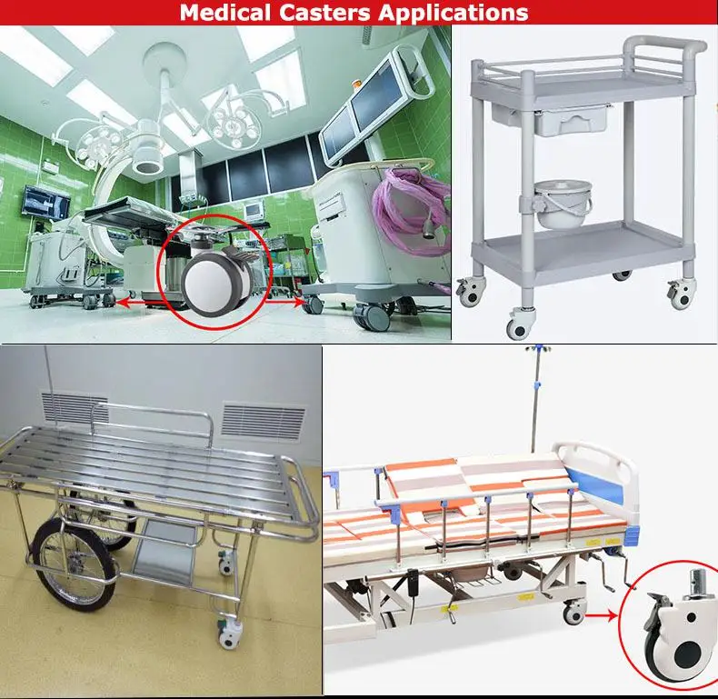 5 Inch Pu Medical Wheels Central Locking Hospital Bed Castor Wheel