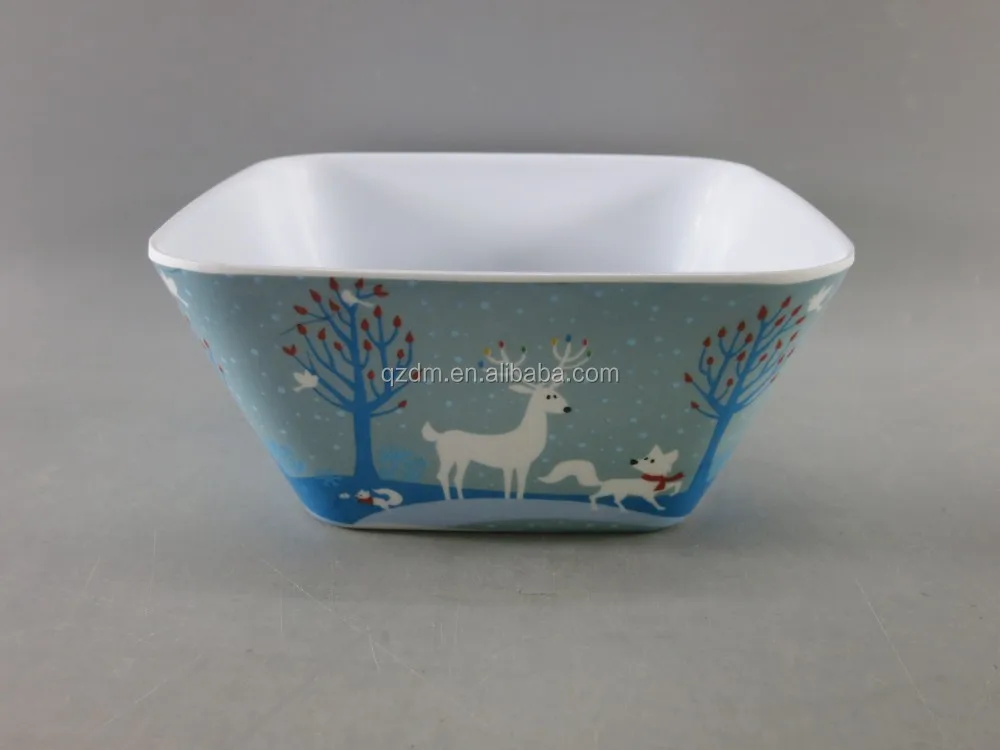 6"Suqare Christmas Melamine Xmas Salad Bowl