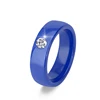 Fashion Never Fade 6mm One Stone Ring Designs Blue Green Diamond Ceramic Ring Jewelry