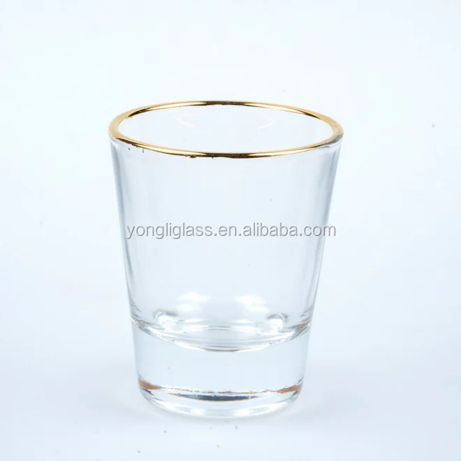 Wholesale gold rim mini shot glass, promotional gift wine glass, rum shot glass wholesale for hotel