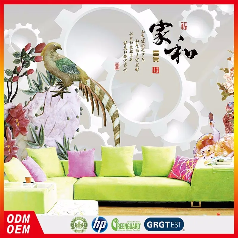 Gaya Cina Desain Merak Wallpaper 3d Burung Dan Bunga Desain
