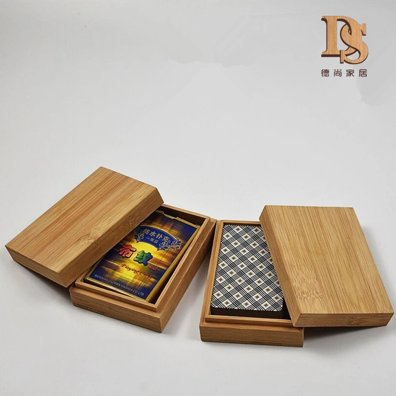 Wooden playing card box with glass cover 
