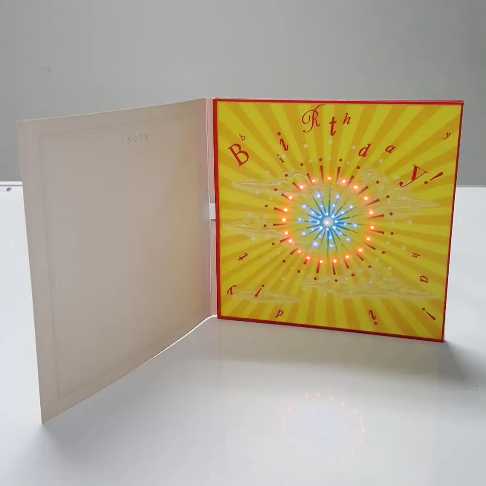 New arrival custom led light wedding invitations memory music greeting cards