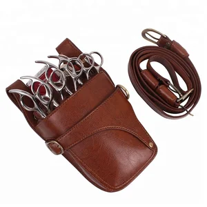 Barber Waist Leather Pouch Hair Cutting Scissors case Holster
