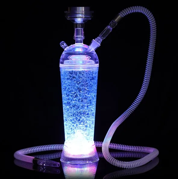 New Acrylic Shisha Pipe Set Hookah with LED Light Chicha Narguile  Accessories