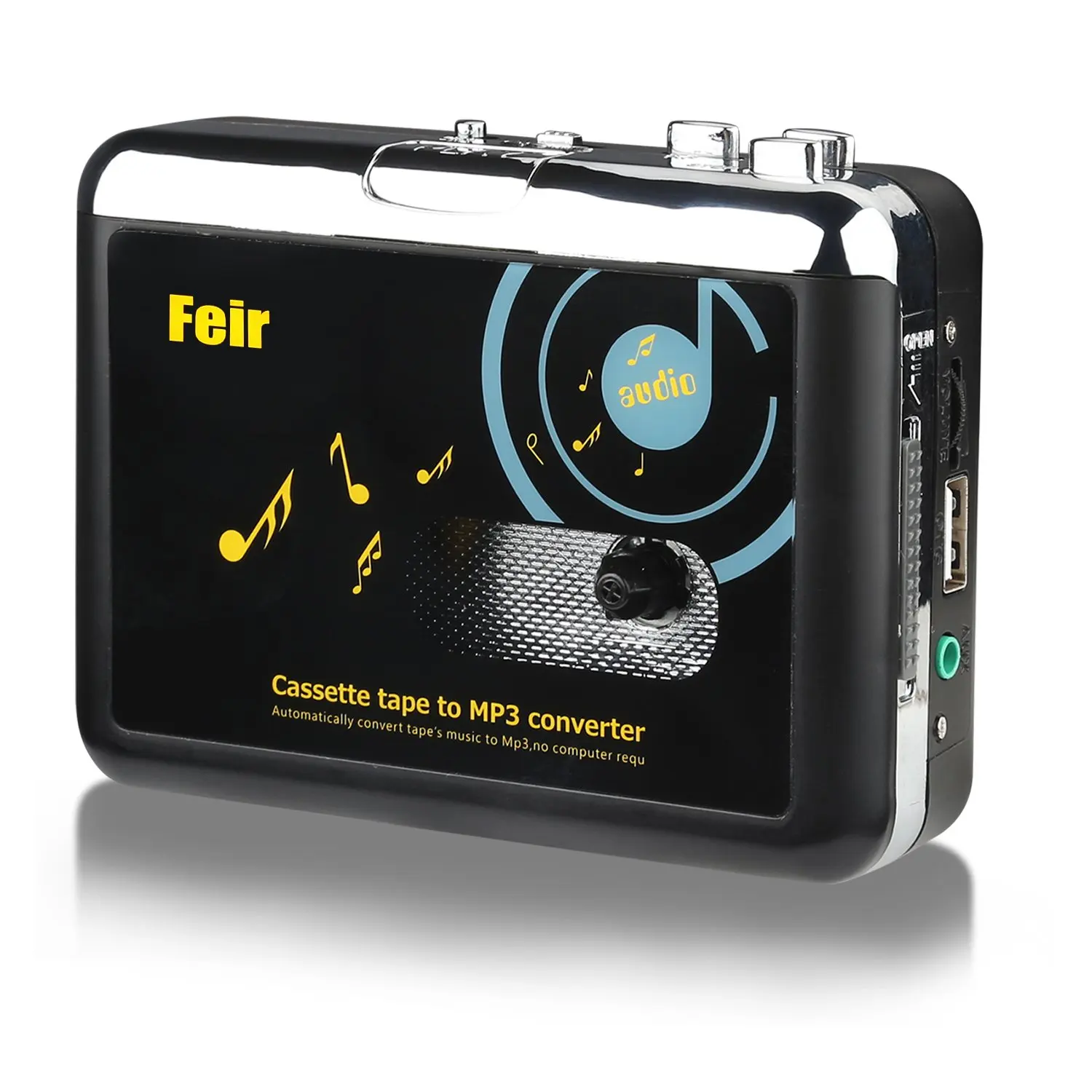 Feir Cassette Converter Portable Cassette to MP3 Converter Stereo USB Cassette Digital tape MP3 Music Player to MP3 Format with Headphones No PC Required