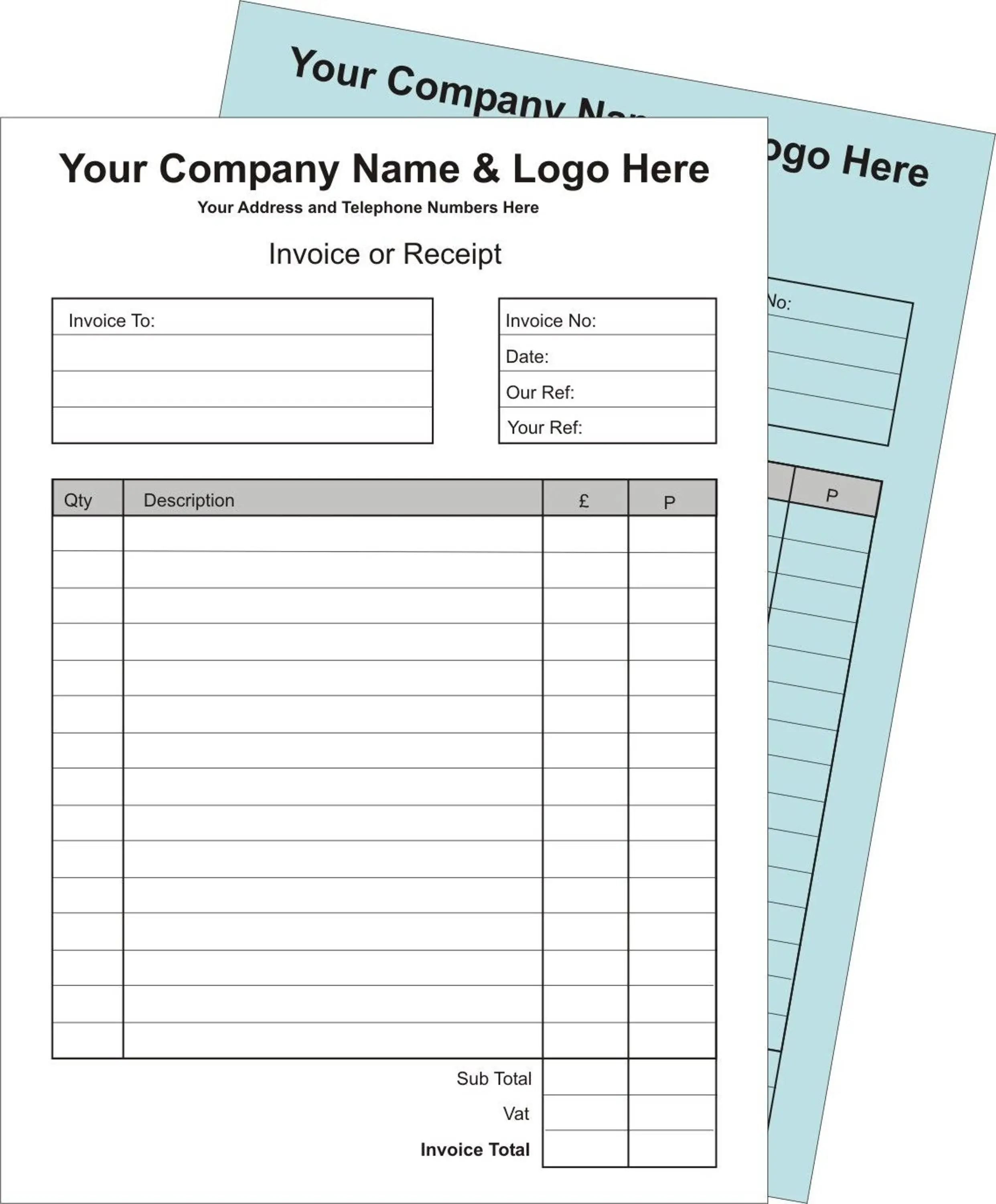 Full Colour NCR 2 Part Pad Personalised Duplicate A5 Invoice Receipt Book 