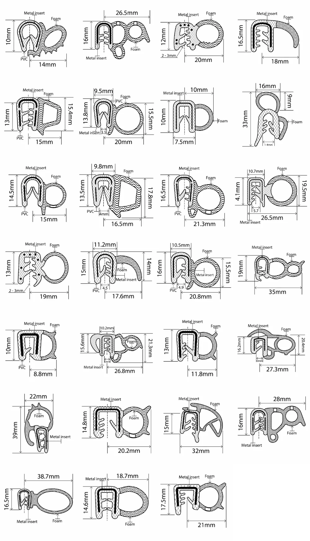EPDM Elastomer car door rubber seal automobile door trim seal