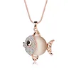 18K Gold Plated Long Opal Stone Sweater Chain Necklace Crystal Rhinestone Fish Pendant Necklace