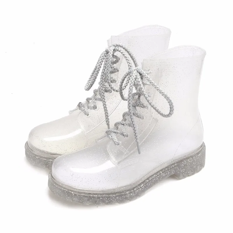shiny ankle rain boots