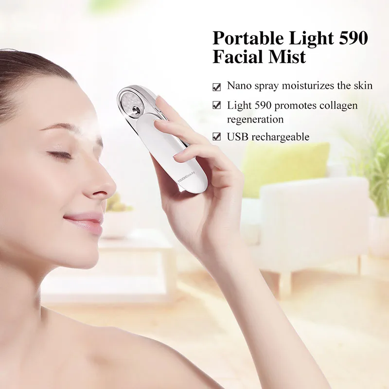 TOUCHBeauty TB-1185 Portable MIni Face Moisturizing Hydrating Mist with Yellow Light Humidifier Hand Facial Steamer