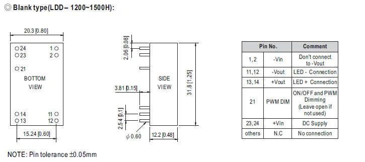 Meanwell LDD-1000HS 9~56V Input SMD Style Constant Current DC-DC LED Driver 1000mA