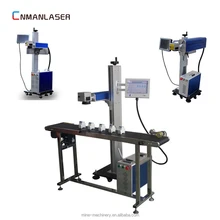 20w 30w Flying Fiber Laser Marking Machine With Conveyor Belt For Pen Sale