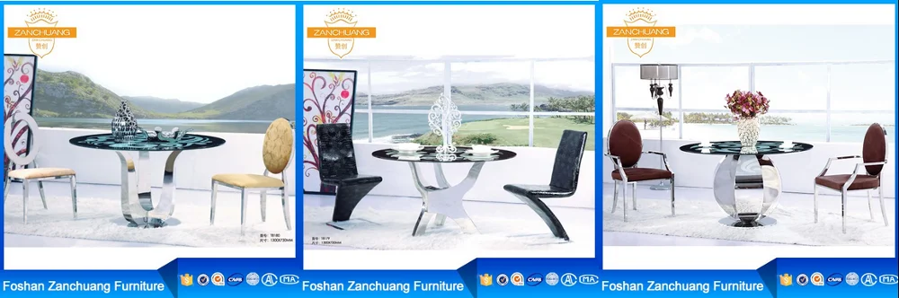 Dining Room Set Round Glass Table With Stainless Steel Legs - Buy Round