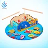 YF-Z6062 wholesale educational toy ocean animal children baby 2 fishing poles wooden magnetic fishing game toys