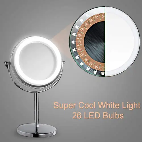 Hot Sales 6" 7" 8" Double Face Led Vanity 3X 5X 10X Magnifying Makeup Mirror With Led Light