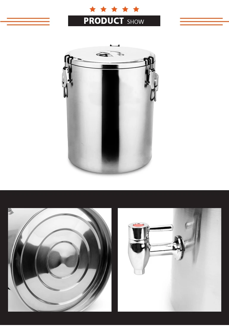 Keep Warm Soup Bucket Stainless Steel Faucet Stock Pot With Lock