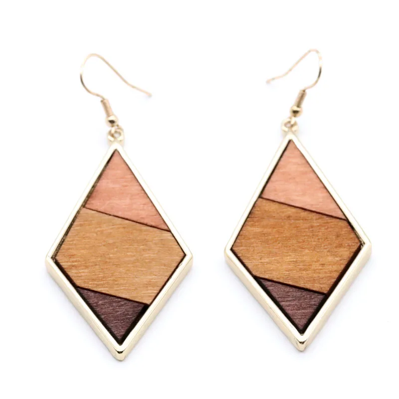 2019 时尚首饰优雅风格菱形形状合金滴耳环为妇女