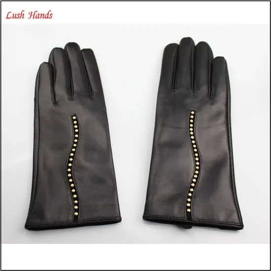 top selling men's genuine leather finger gloves with decoration