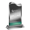 Wave crystal glass cup with green trapezoid base
