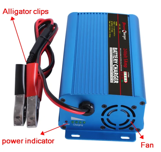 24v 5 Amp Smart Battery Charger Gel Sla Vrla Wet Batteries 4 Stage Charging With Fan Cooling