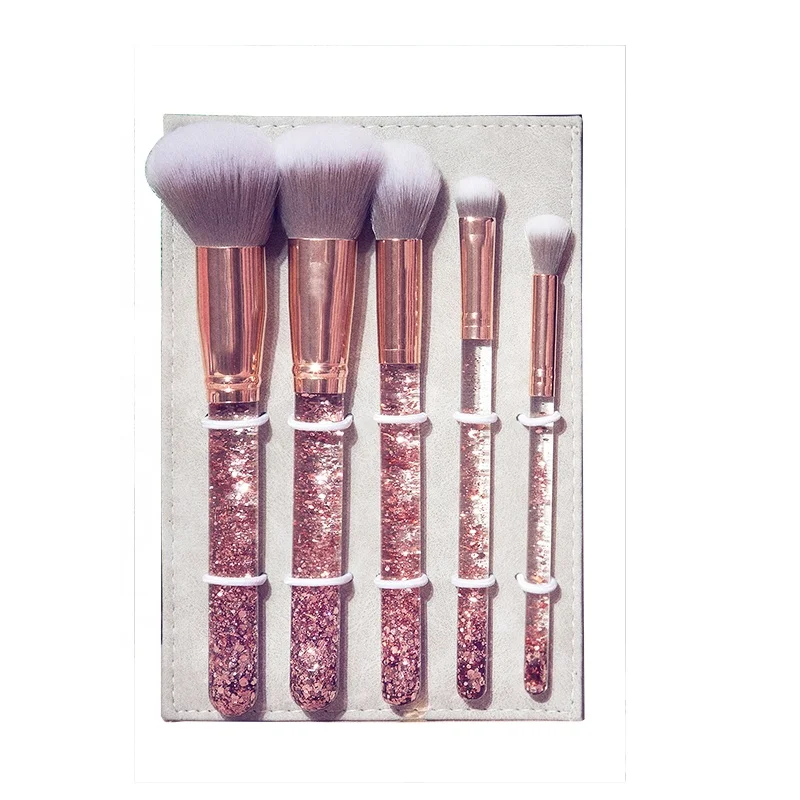 Popular 5pcs Pink Glitter Handle Makeup Brushes Set Buy 5pcs Pink
