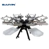 Double clamps manual 6 color 6 station screen machine with CE proved flash dryer-BY-NSY606-S