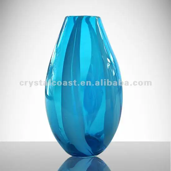 Wholesale Cheap Flower Shape Royal Blue Glass Vase Tall Wedding