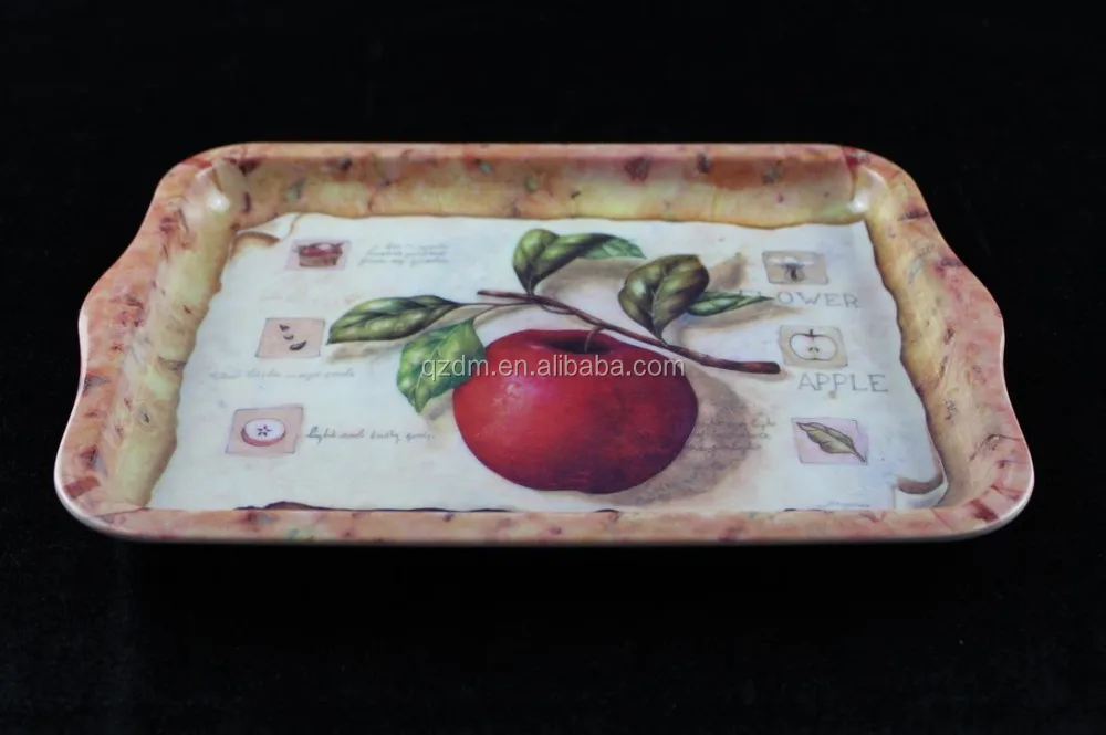 Apple Print Melamine Fruit Tray With Handle