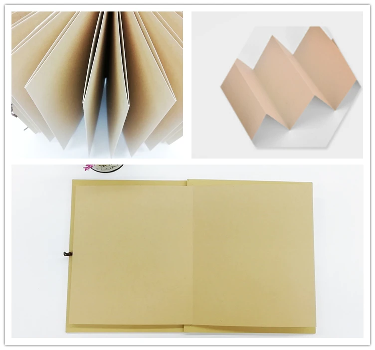 New design  Kraft Paper Scrapbook Accordion Album With Ribbon Closure for lover,custom logo