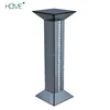 Decorative Crystal border smoked grey / white mirrored tall pedestal table