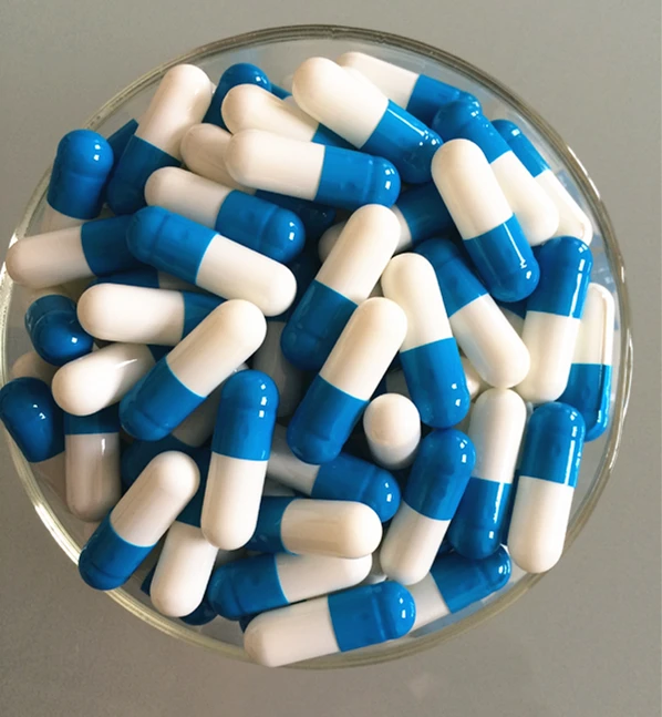 high quality blue and white group gelatin empty capsule for any