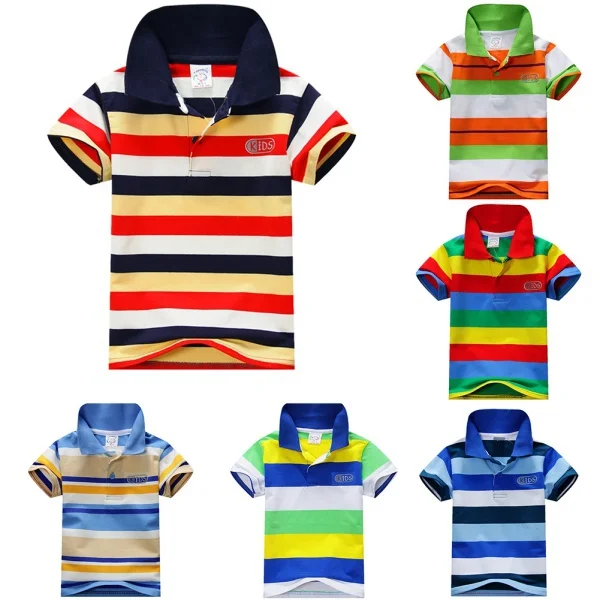 Child Baby Boy Stand Collar Striped T shirt Casual Tops Kids Tee Shirt 1 7Y The