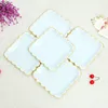 Promotion Best Supplier Stocked Square Disposable Blue Paper Dinner Plate Rectangle For Birthday Party Small MOQ