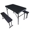 HDPE morden blow molding wood grain folding plastic kitchen table chair set
