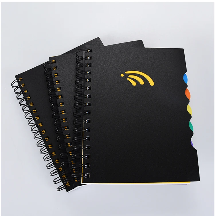 custom logo a5 black hardcover notebook with special plastic cover