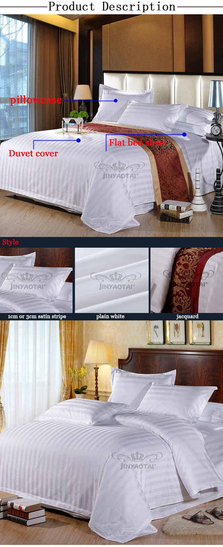 High Quality 100 Cotton 3cm Stripe Hotel Bedding Sets Bedding