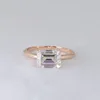 simple design west east setting 14k rose gold 3.5carat moissanite diamond engagement ring in 8x10mm emerald cut