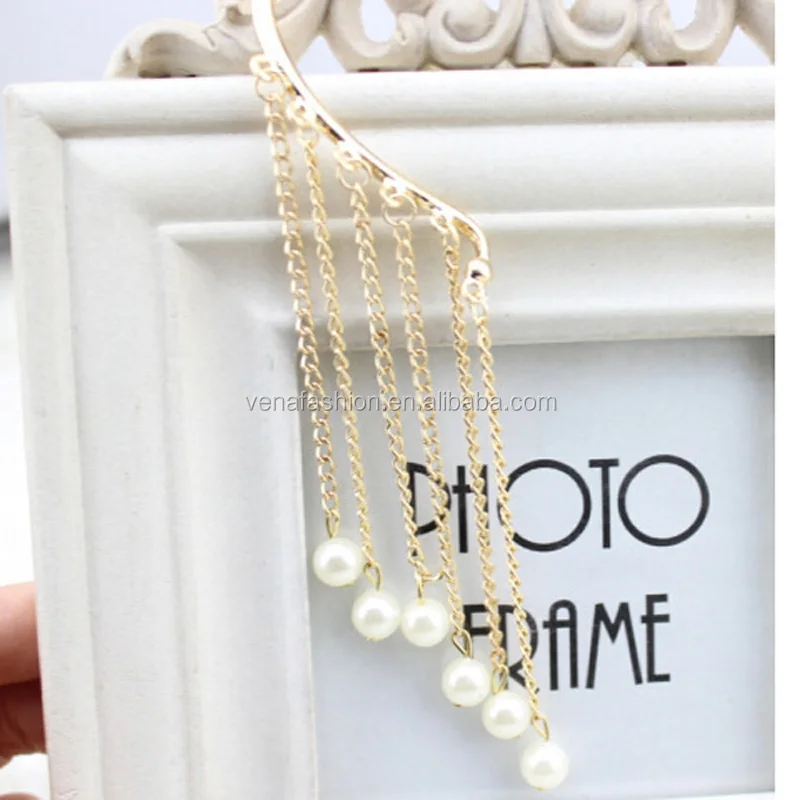 Vintage With Chain No Piercing Pearl Cheap Ear Cuffs Buy Cheap Ear