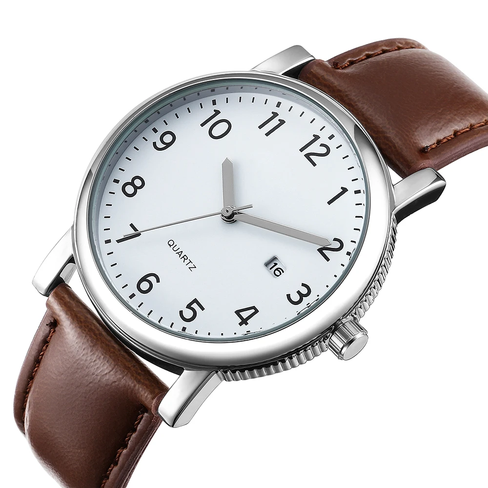 Japanese Movement Quartz Wrist Watches With Leather Band For Men Watch