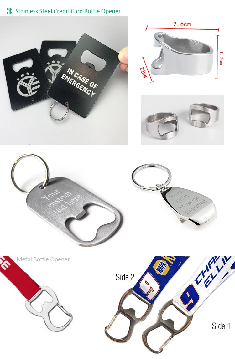 Shanghai factory custom logo aluminum bottle opener beer keychain