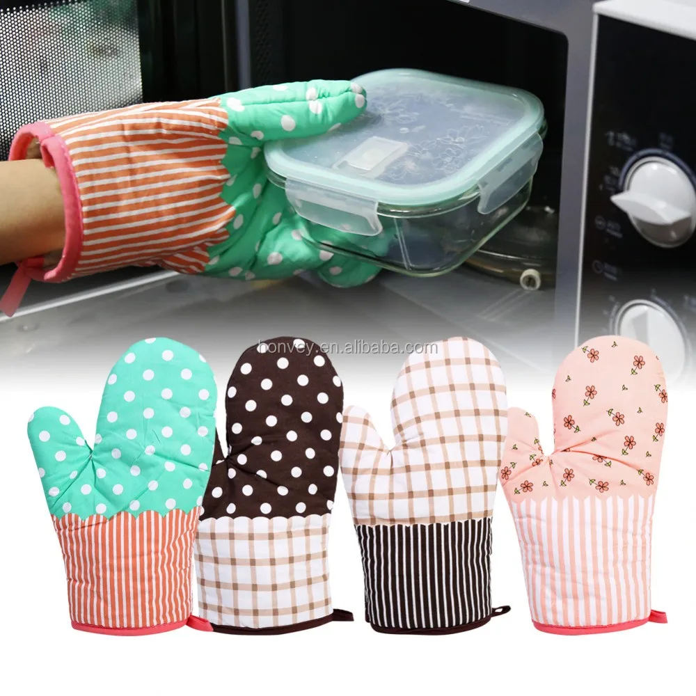 Oven Mitt Cotton Cute Kitchen Cooking Microwave Oven Mitts Nonslip Glove Thickening High