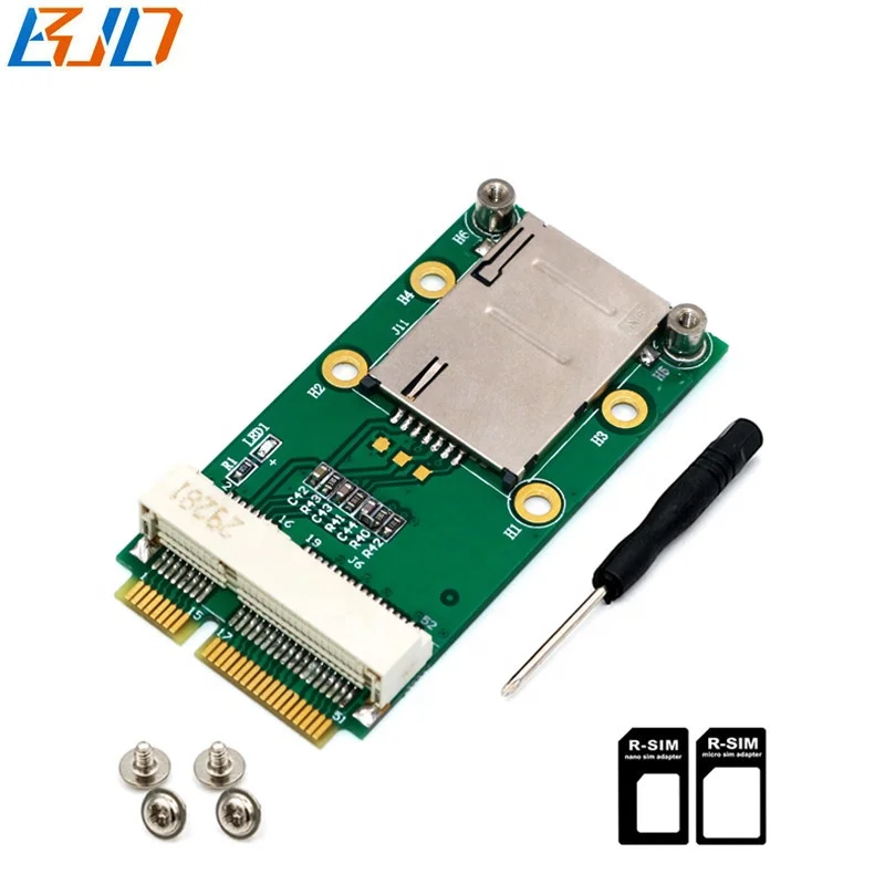 MC7304 Mini PCIE+USB Adapter with Sim card Slot U.FL pigtail SMA male Antenna