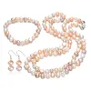 8mm real natural freshwater pearl necklace set including necklace bracelet and earring