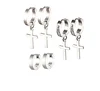 Simple Stainless Steel 3 Pairs Cross Hoop Earrings Huggie Hinged Cross Drop Dangle Earrings for Men and Women
