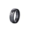 New Style Zircon Inlay Letter M Black Ceramic Ring
