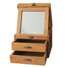 Accept custom varnished antique solid wooden makeup box with mirror