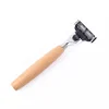 New style triple blade razor wooden handle 3 blade bamboo razor