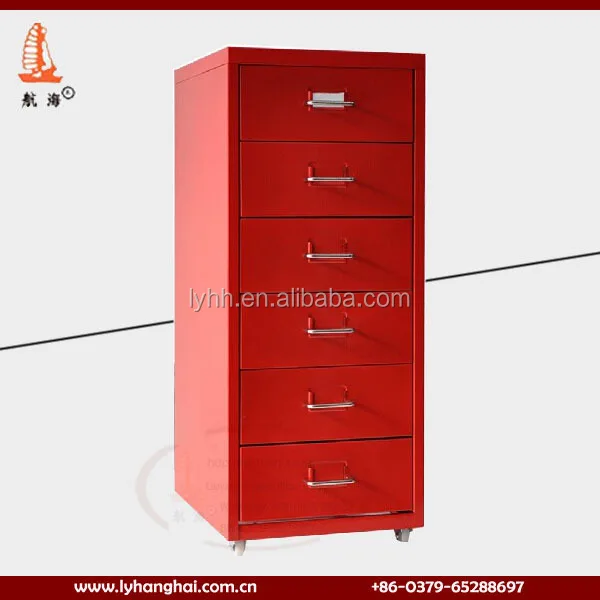 Economic Stylish Beautiful Red 6 Drawer File Cabinet Stainless